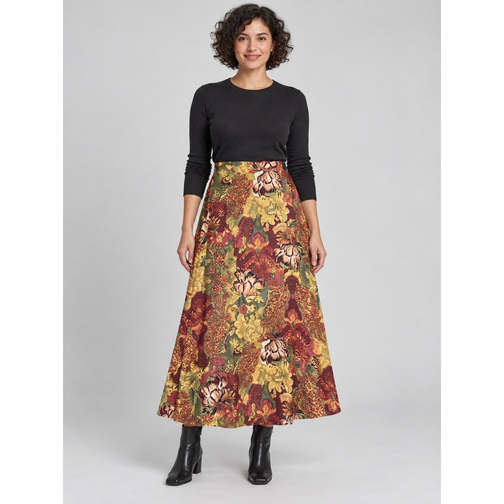 Dark Romantic Whimsigoth Boho 90s Floral Tapestry Cottagecore Maxi Skirt 10P